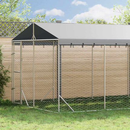 udendørs hundegård med tag 3x7,5x2,5 m galvaniseret stål sølv