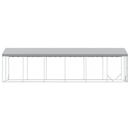 udendørs hundegård med tag 3x9x2,5 m galvaniseret stål sølv