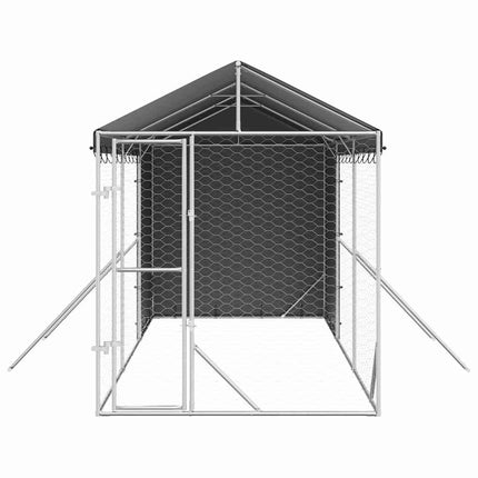 udendørs hundegård med tag 2x6x2,5 m galvaniseret stål sølv