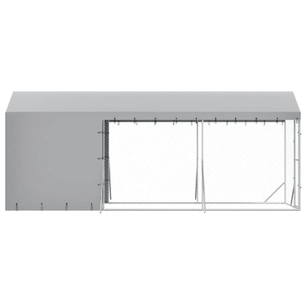 udendørs hundegård med tag 2x6x2,5 m galvaniseret stål sølv