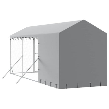 udendørs hundegård med tag 2x6x2,5 m galvaniseret stål sølv