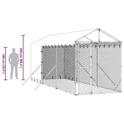 udendørs hundegård med tag 2x6x2,5 m galvaniseret stål sølv