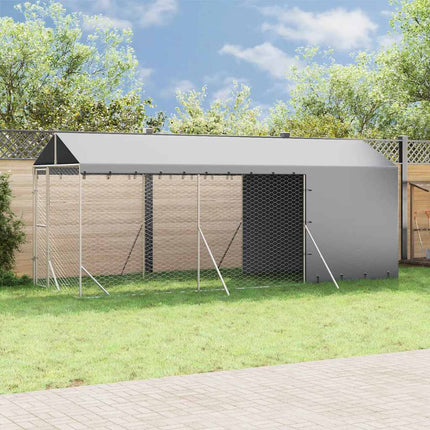 udendørs hundegård med tag 2x6x2,5 m galvaniseret stål sølv
