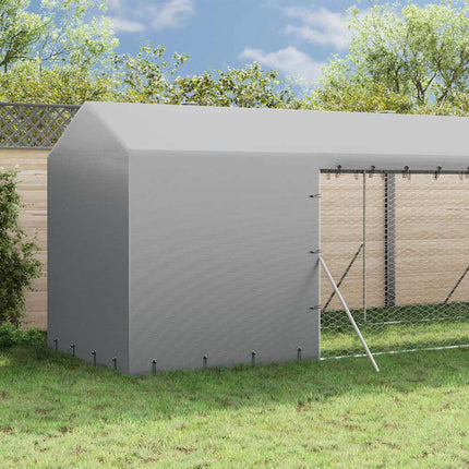 udendørs hundegård med tag 2x10x2,5 m galvaniseret stål sølv