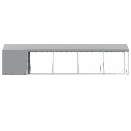 udendørs hundegård med tag 2x10x2,5 m galvaniseret stål sølv