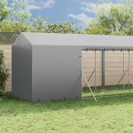 udendørs hundegård med tag 2x14x2,5 m galvaniseret stål sølv