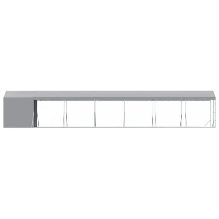 udendørs hundegård med tag 2x14x2,5 m galvaniseret stål sølv