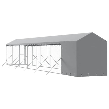 udendørs hundegård med tag 2x14x2,5 m galvaniseret stål sølv