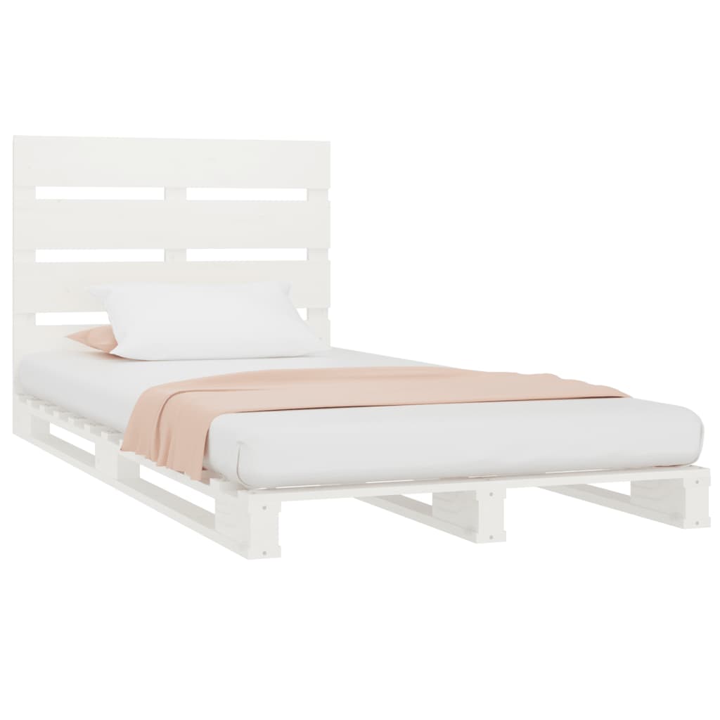 sengeramme 90x190 cm Single massivt fyrretræ hvid