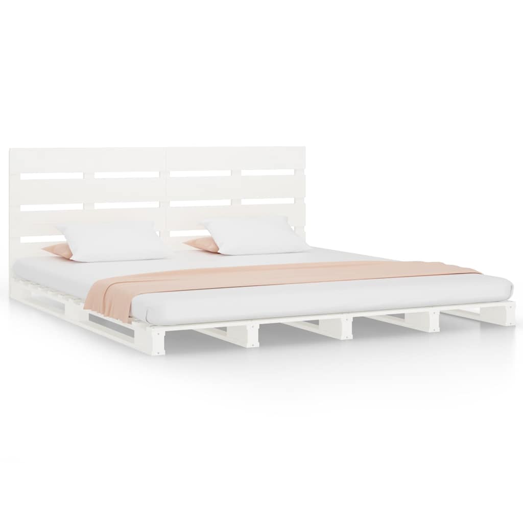 sengeramme uden madras 140x190 cm massivt fyrretræ hvid