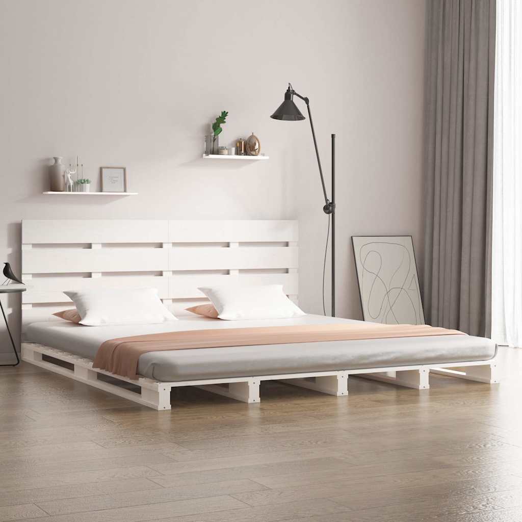 sengeramme uden madras 140x190 cm massivt fyrretræ hvid