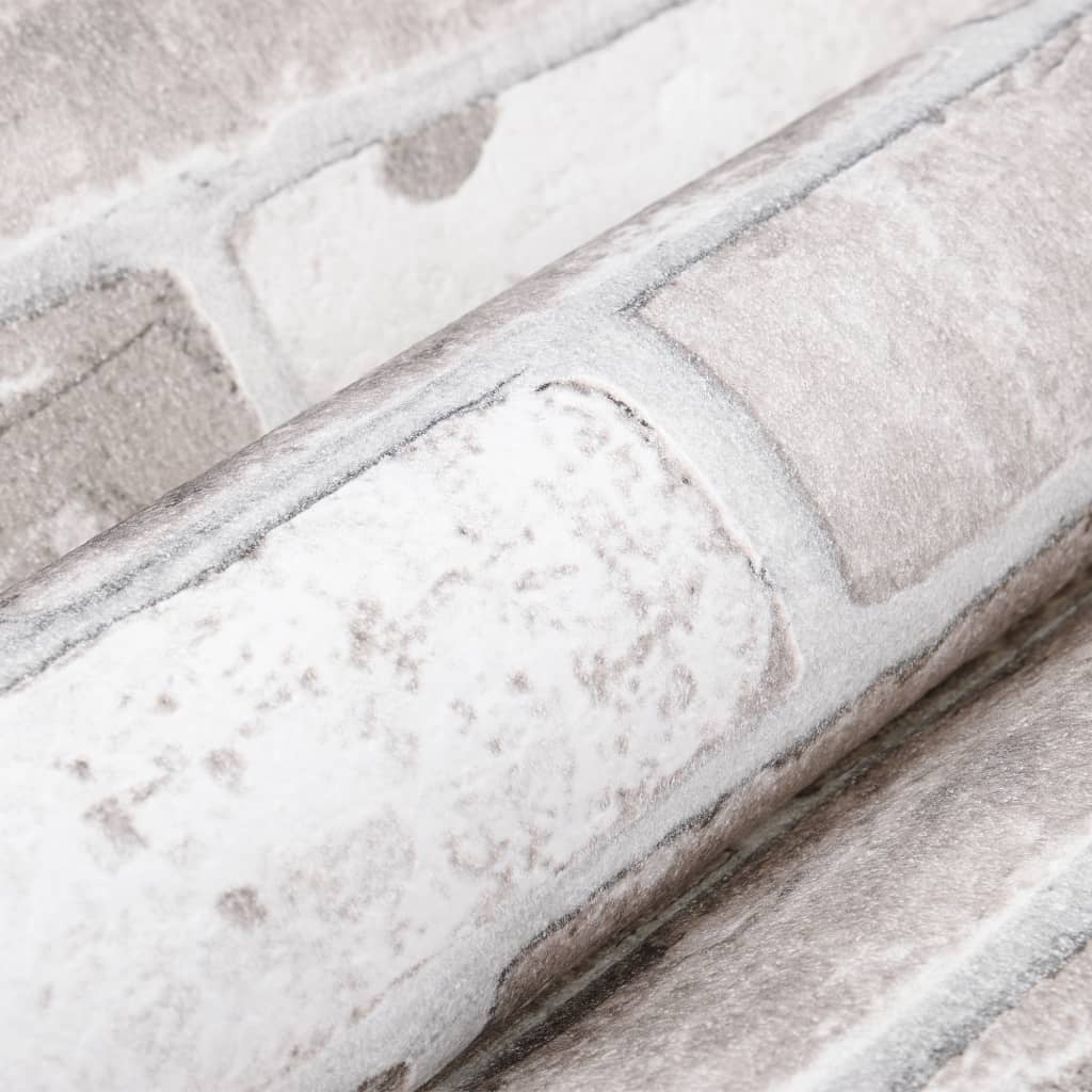 3D-tapet 10x0,53 m murstensmønster ikke-vævet grå