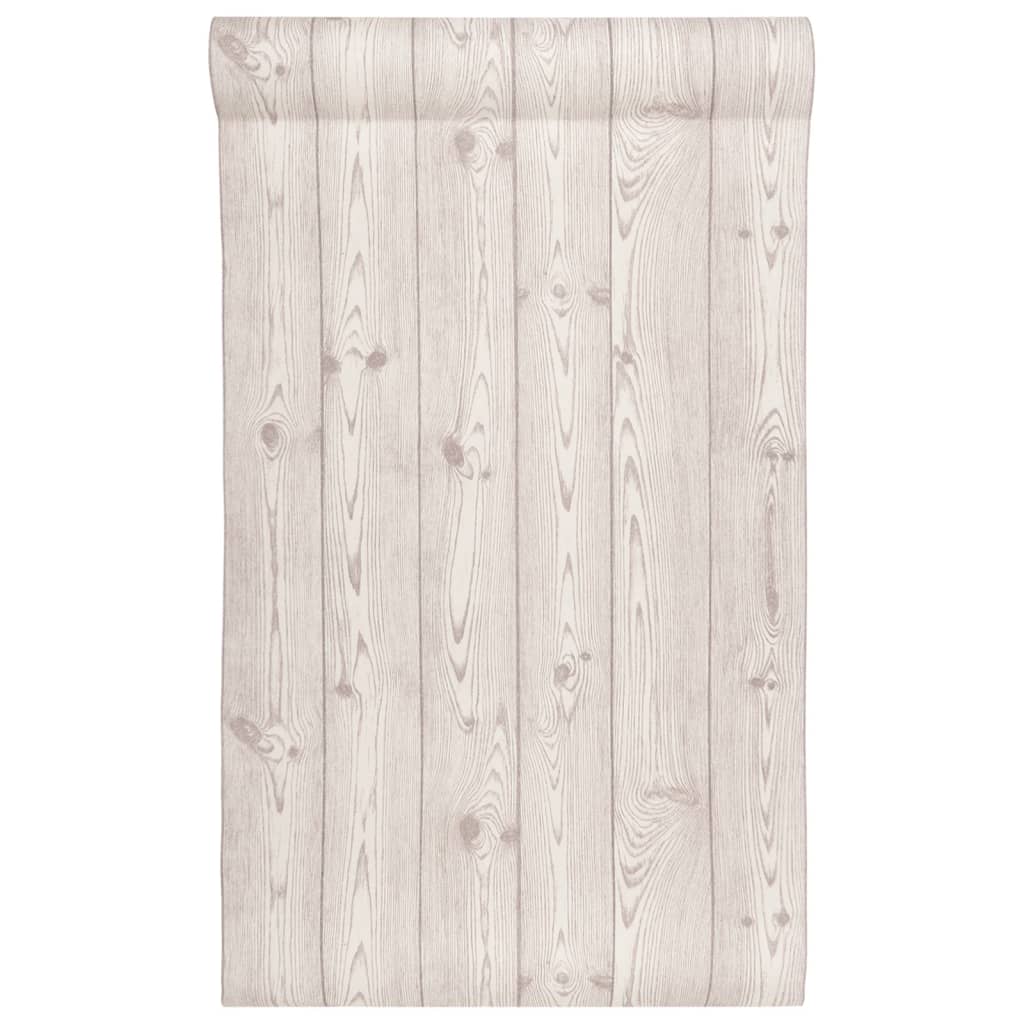 3D-tapet 10x0,53 m træ-look ikke-vævet grå