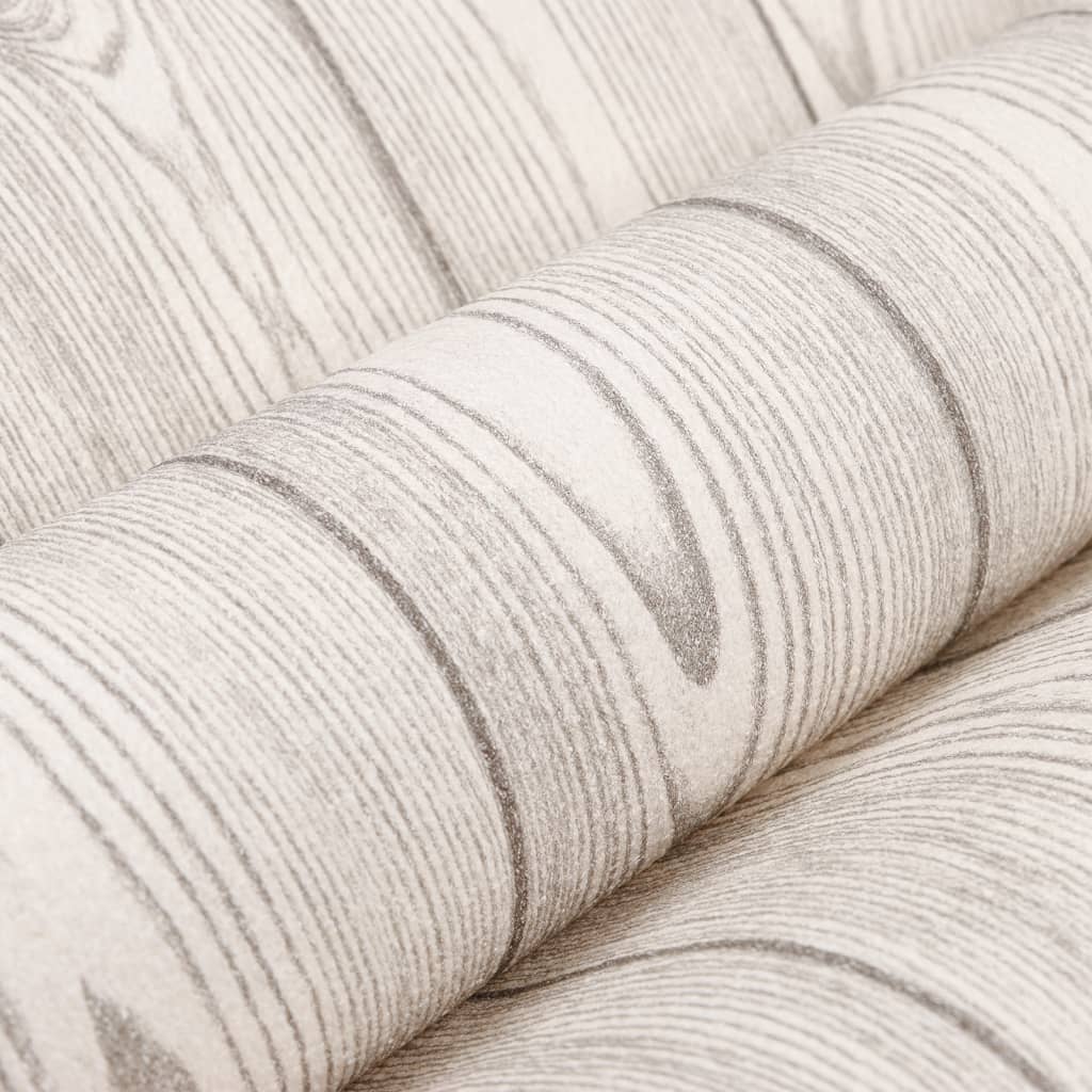 3D-tapet 10x0,53 m træ-look ikke-vævet grå