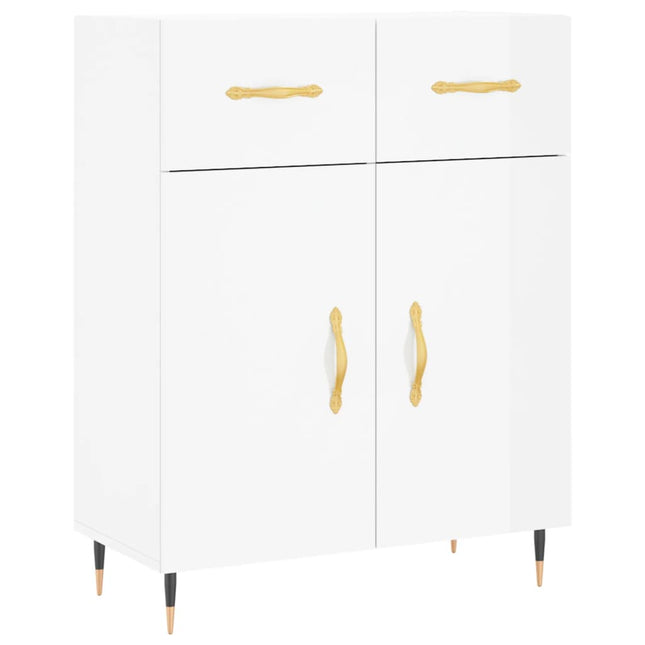 skænk 69,5x34x90 cm konstrueret træ hvid højglans