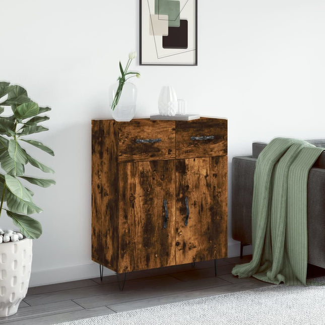 skænk 69,5x34x90 cm konstrueret træ røget egetræsfarve