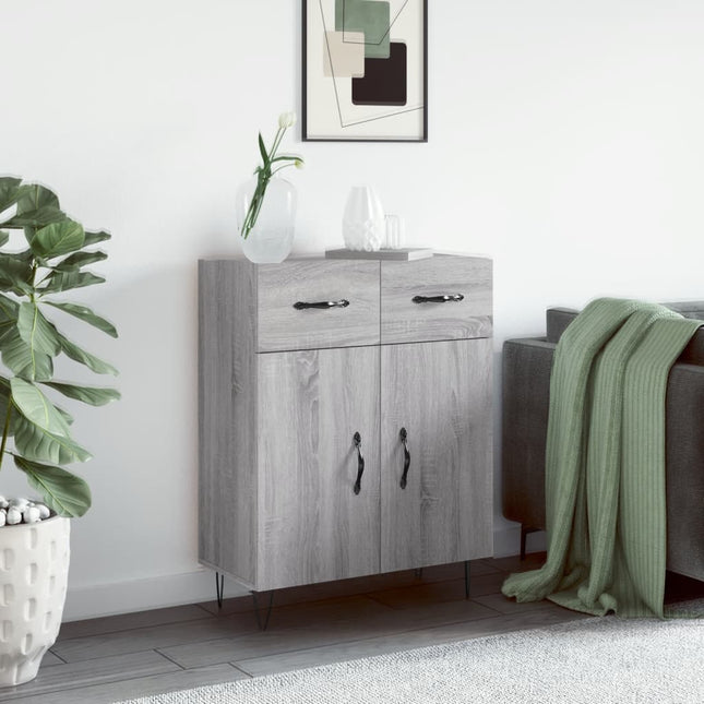 skænk 69,5x34x90 cm konstrueret træ grå sonoma-eg
