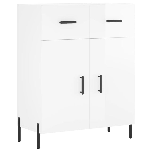skænk 69,5x34x90 cm konstrueret træ hvid højglans