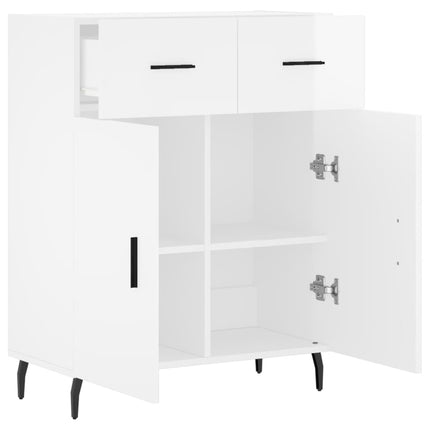 skænk 69,5x34x90 cm konstrueret træ hvid højglans