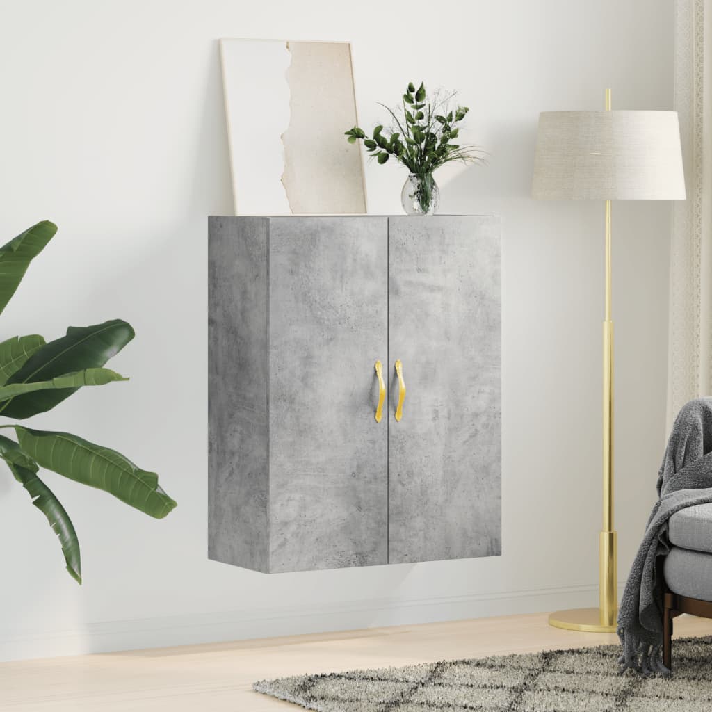 væghængt skab 69,5x34x90 cm konstrueret træ betongrå