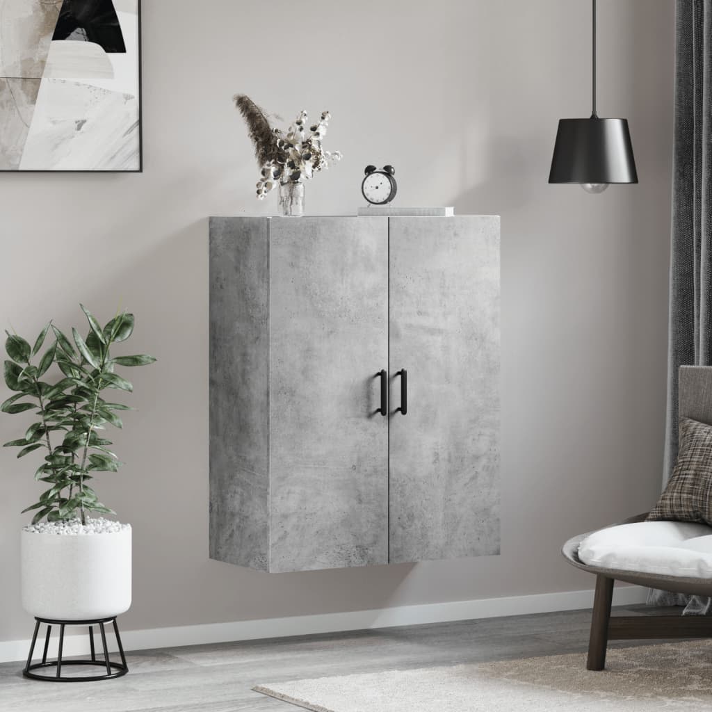væghængt skab 69,5x34x90 cm konstrueret træ betongrå