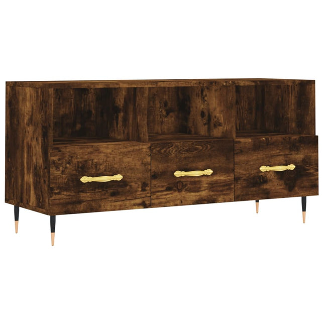 tv-bord 102x36x50 cm konstrueret træ røget egetræsfarve