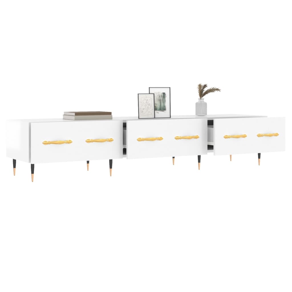 tv-bord 150x36x30 cm konstrueret træ hvid højglans