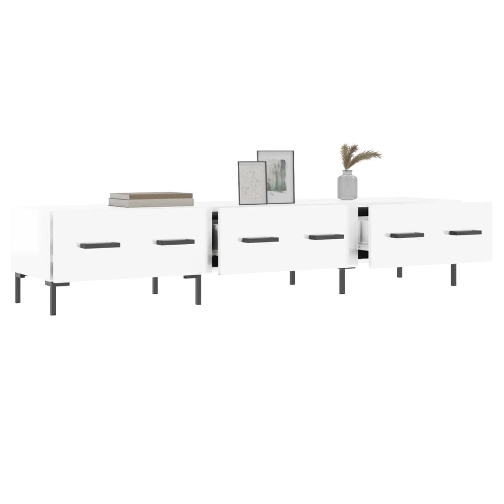 tv-bord 150x36x30 cm konstrueret træ hvid højglans