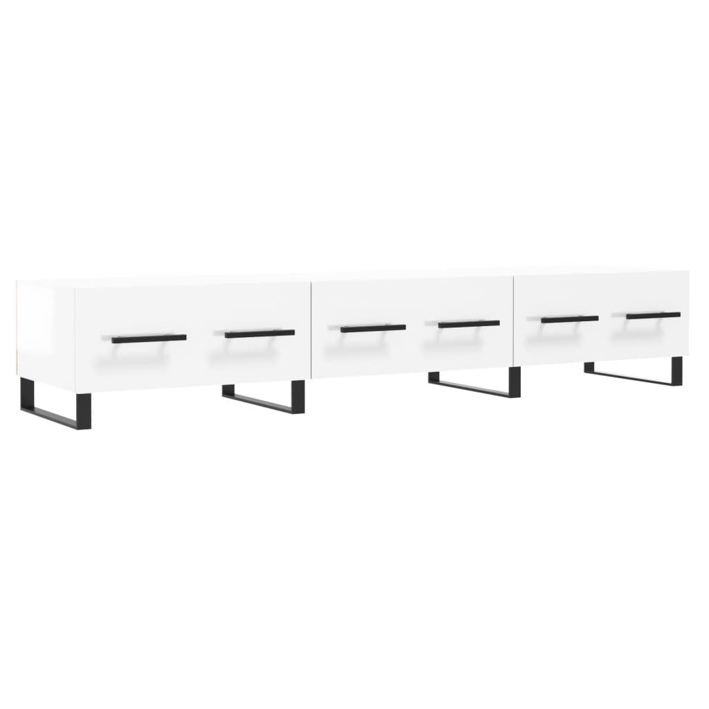 tv-bord 150x36x30 cm konstrueret træ hvid højglans