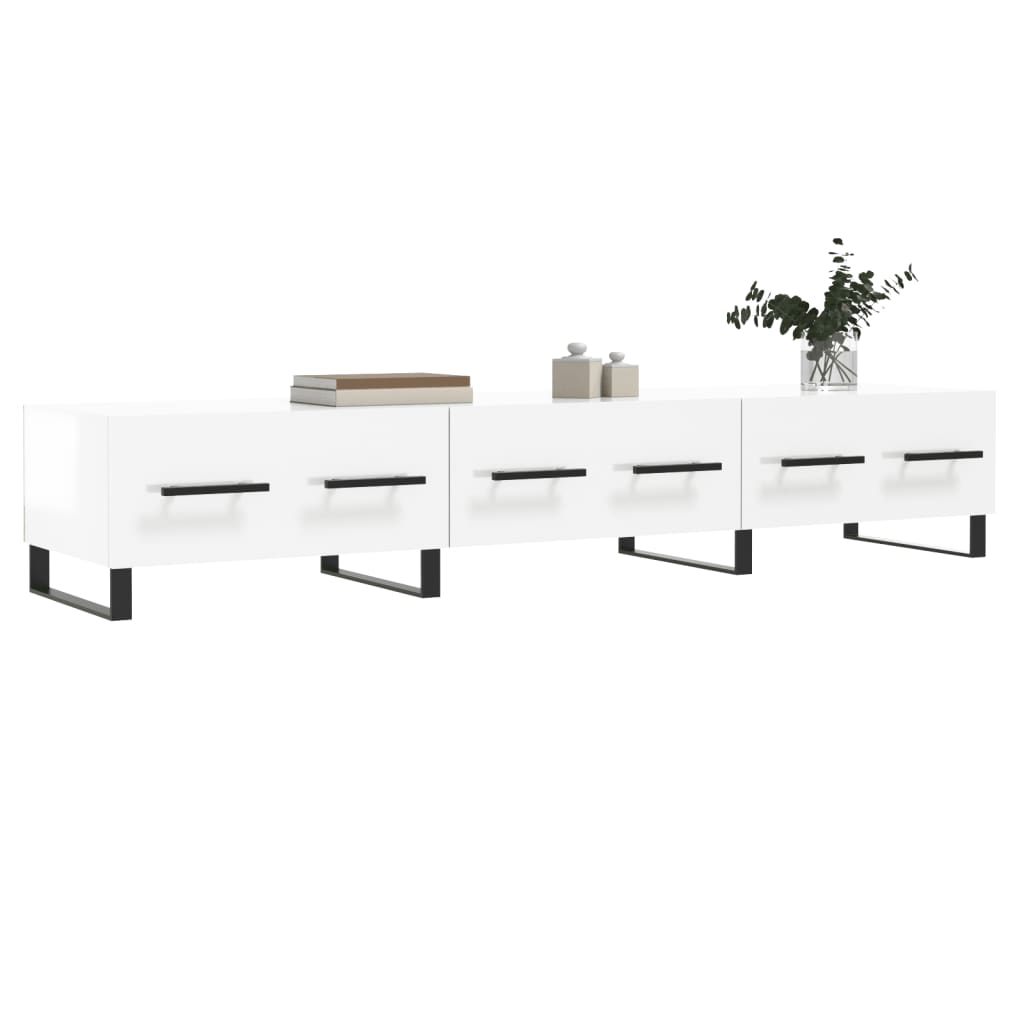 tv-bord 150x36x30 cm konstrueret træ hvid højglans