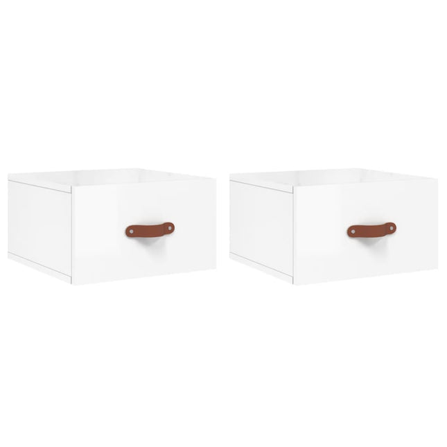 væghængte sengeborde 2 stk. 50x36x25 cm hvid højglans