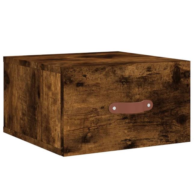 væghængt sengebord 35x35x20 cm røget egetræsfarve