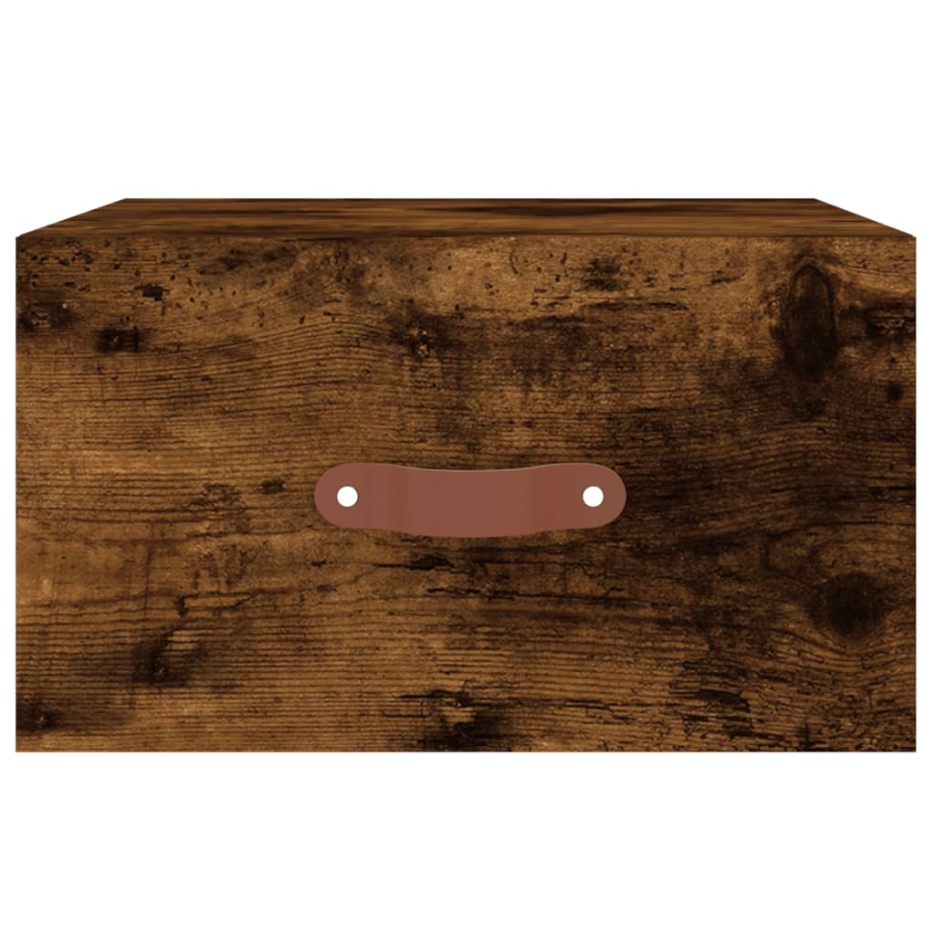 væghængte sengeborde 2 stk. 35x35x20 cm røget egetræsfarve