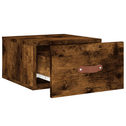 væghængte sengeborde 2 stk. 35x35x20 cm røget egetræsfarve