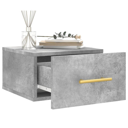 væghængt sengebord 35x35x20 cm betongrå