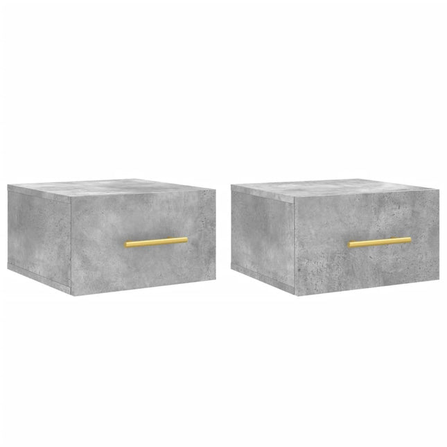 væghængte sengeborde 2 stk. 35x35x20 cm betongrå