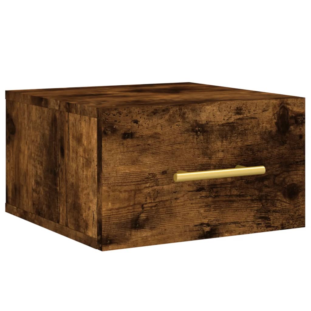 væghængt sengebord 35x35x20 cm røget egetræsfarve