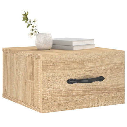 væghængte sengeborde 2 stk. 35x35x20 cm sonoma-eg
