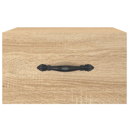 væghængte sengeborde 2 stk. 35x35x20 cm sonoma-eg