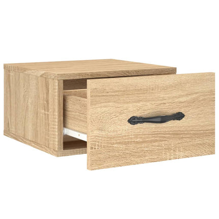 væghængte sengeborde 2 stk. 35x35x20 cm sonoma-eg
