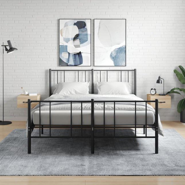væghængte sengeborde 2 stk. 35x35x20 cm sonoma-eg