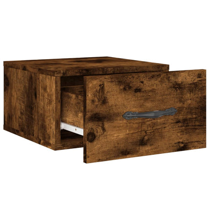 væghængt sengebord 35x35x20 cm røget egetræsfarve