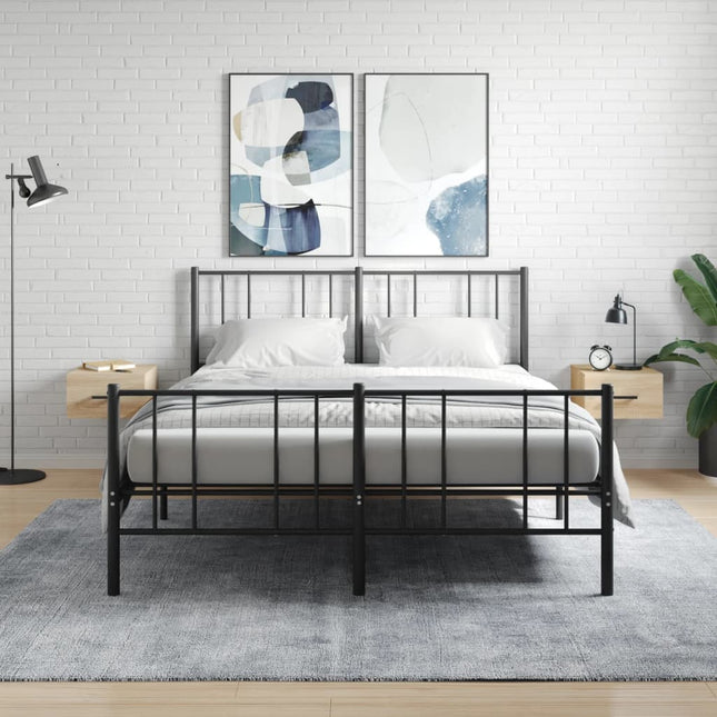 væghængte sengeborde 2 stk. 35x35x20 cm sonoma-eg