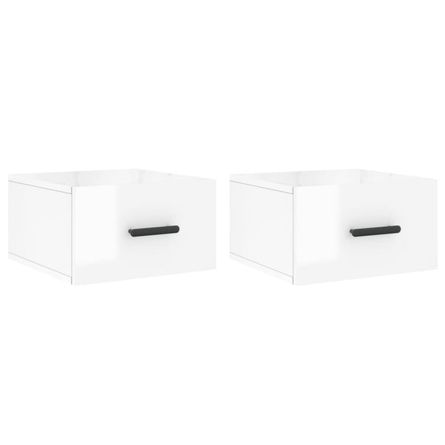 væghængte sengeborde 2 stk. 50x36x25 cm hvid højglans