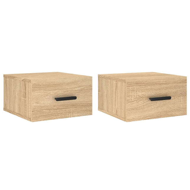 væghængte sengeborde 2 stk. 35x35x20 cm sonoma-eg