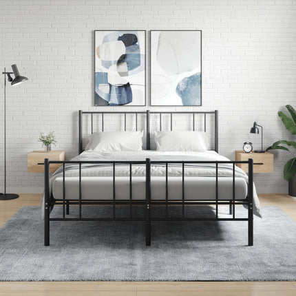 væghængte sengeborde 2 stk. 35x35x20 cm sonoma-eg
