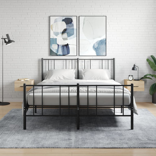 væghængte sengeborde 2 stk. 35x35x20 cm sonoma-eg