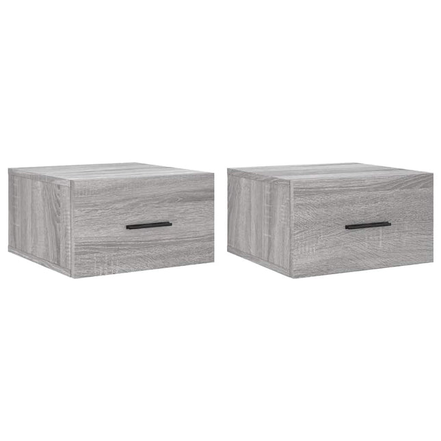 væghængte sengeborde 2 stk. 35x35x20 cm grå sonoma-eg