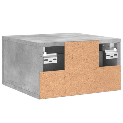 væghængt sengebord 35x35x20 cm betongrå