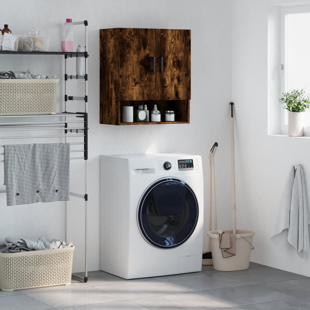 vægskab 60x31x70 cm konstrueret træ røget egetræsfarve